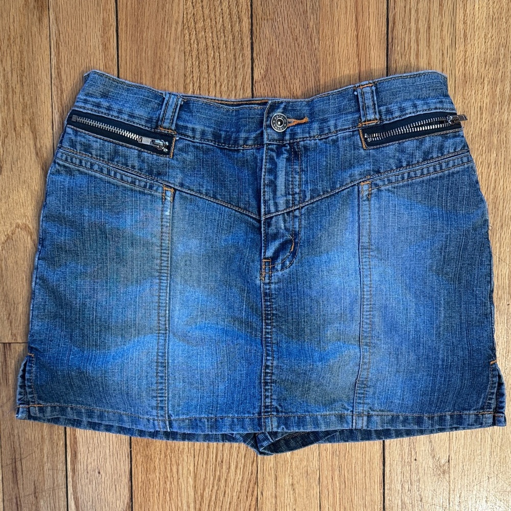 Zana Di Denim Skirt Kids Blue Skort with Zipper Accents Size 10